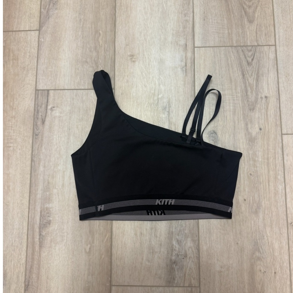 Kith Black One-Shoulder Bra with Gray Accents